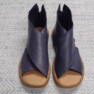 Born Navy and Tan Leather Sandals